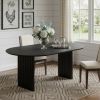 79" Walnut Solid Wood Double Pedestal Base Oval Dining Table
