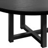 59" Black Solid Wood Cross Leg Base Round Top Dining Table