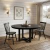 59" Black Solid Wood Cross Leg Base Round Top Dining Table
