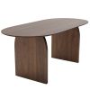 67" Walnut Solid Wood Double Pedestal Base Oval Dining Table