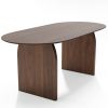 67" Walnut Solid Wood Double Pedestal Base Oval Dining Table