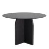 45" Black Solid Wood Pedestal Base Round Top Dining Table