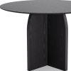 45" Black Solid Wood Pedestal Base Round Top Dining Table