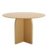 45" Natural Solid Wood Pedestal Base Round Top Dining Table