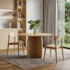 45" Natural Solid Wood Pedestal Base Round Top Dining Table