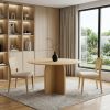52" Natural Solid Wood Pedestal Base Round Top Dining Table