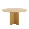 52" Natural Solid Wood Pedestal Base Round Top Dining Table