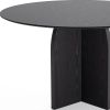 52" Black Solid Wood Pedestal Base Round Top Dining Table