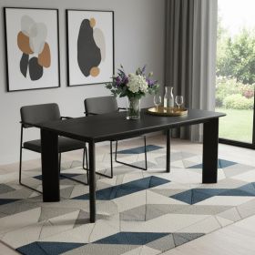 78" Black Solid Wood Dining Table
