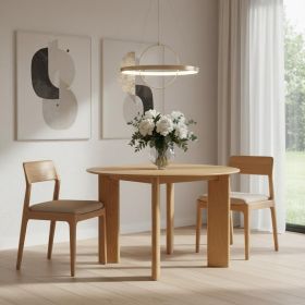 42" Natural Solid Wood Round Top Dining Table