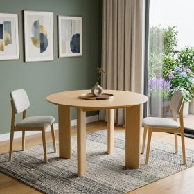 45" Natural Solid Wood Round Top Dining Table