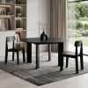 58" Black Solid Wood Round Top Dining Table