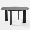 58" Black Solid Wood Round Top Dining Table