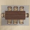79" Walnut Solid Wood And Rattan Double Pedestal Base Dining Table