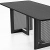79" Black Solid Wood And Rattan Double Pedestal Base Dining Table