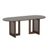 80" Brown Wood And Rattan Double Pedestal Base Oval Dining Table
