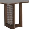 80" Brown Wood And Rattan Double Pedestal Base Oval Dining Table