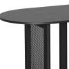 79" Black Wood And Rattan Double Pedestal Base Oval Dining Table