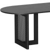 79" Black Wood And Rattan Double Pedestal Base Oval Dining Table