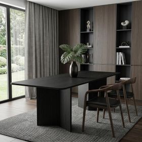 79" Black Solid Wood Double Pedestal Base Dining Table
