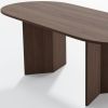 79" Walnut Wood Double Pedestal Base Oval Dining Table