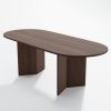 79" Walnut Wood Double Pedestal Base Oval Dining Table