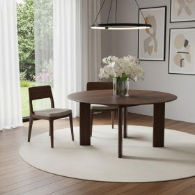 59" Brown Solid Wood Round Top Dining Table
