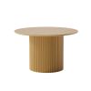 46" Natural Solid Wood Pedestal Base Round Top Dining Table