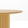 46" Natural Solid Wood Pedestal Base Round Top Dining Table