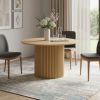 46" Natural Solid Wood Pedestal Base Round Top Dining Table