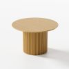 46" Natural Solid Wood Pedestal Base Round Top Dining Table