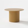 46" Natural Solid Wood Pedestal Base Round Top Dining Table
