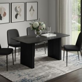 67" Black Solid Wood Double Pedestal Base Dining Table