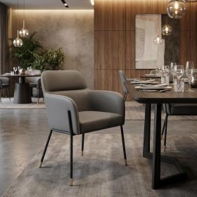 Dark Gray And Black And Dark Gray Faux Leather Dining Arm Chair