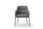 Dark Gray And Black And Dark Gray Faux Leather Dining Arm Chair