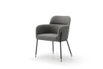 Dark Gray And Black And Dark Gray Faux Leather Dining Arm Chair
