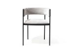 Set of Two Light Gray and Black Fabric and Steel Open Back Dining Arm Chairs