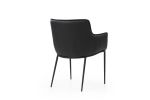 Black Faux Leather and Steel Dining Arm Chair