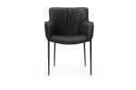Black Faux Leather and Steel Dining Arm Chair