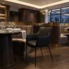 Black Faux Leather and Steel Dining Arm Chair