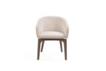 Taupe and Brown Boucle And Faux Leather Dining Arm Chair