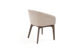 Taupe and Brown Boucle And Faux Leather Dining Arm Chair