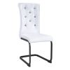 Set of Two White And Black Tufted Faux Leather And Metal Dining Side Chairs