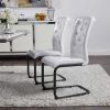 Set of Two White And Black Tufted Faux Leather And Metal Dining Side Chairs