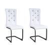 Set of Two White And Black Tufted Faux Leather And Metal Dining Side Chairs