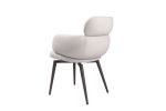 Light Gray and Black Faux Leather and Metal Dining Arm Chair