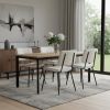 Set of Four Beige and Black Fabric and Steel Dining Side Chairs