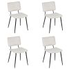 Set of Four Beige and Black Fabric and Steel Dining Side Chairs