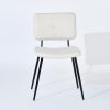 Set of Four Beige and Black Fabric and Steel Dining Side Chairs