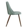 Set of Two Green and Brown Velvet and Steel Dining Side Chairs